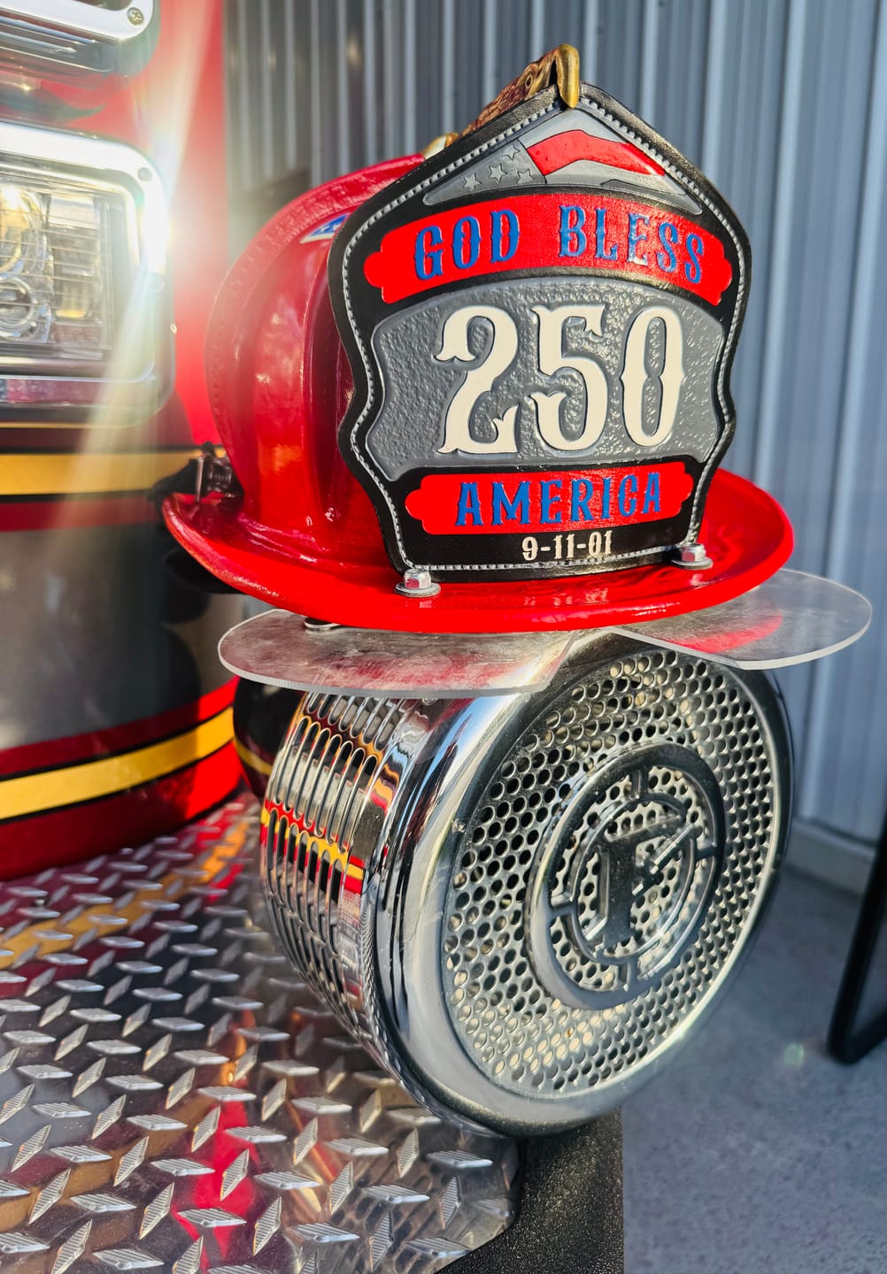 Customer photo review of Renegade Leather Firefighter Helmet Shield