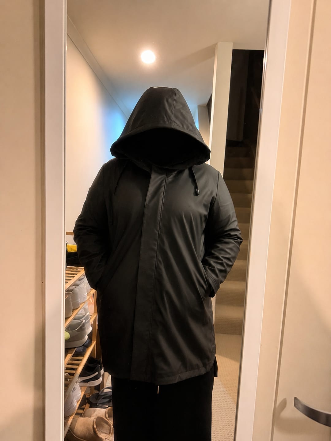 Customer photo review of Billie Raincoat - Black/Choc Houndstooth