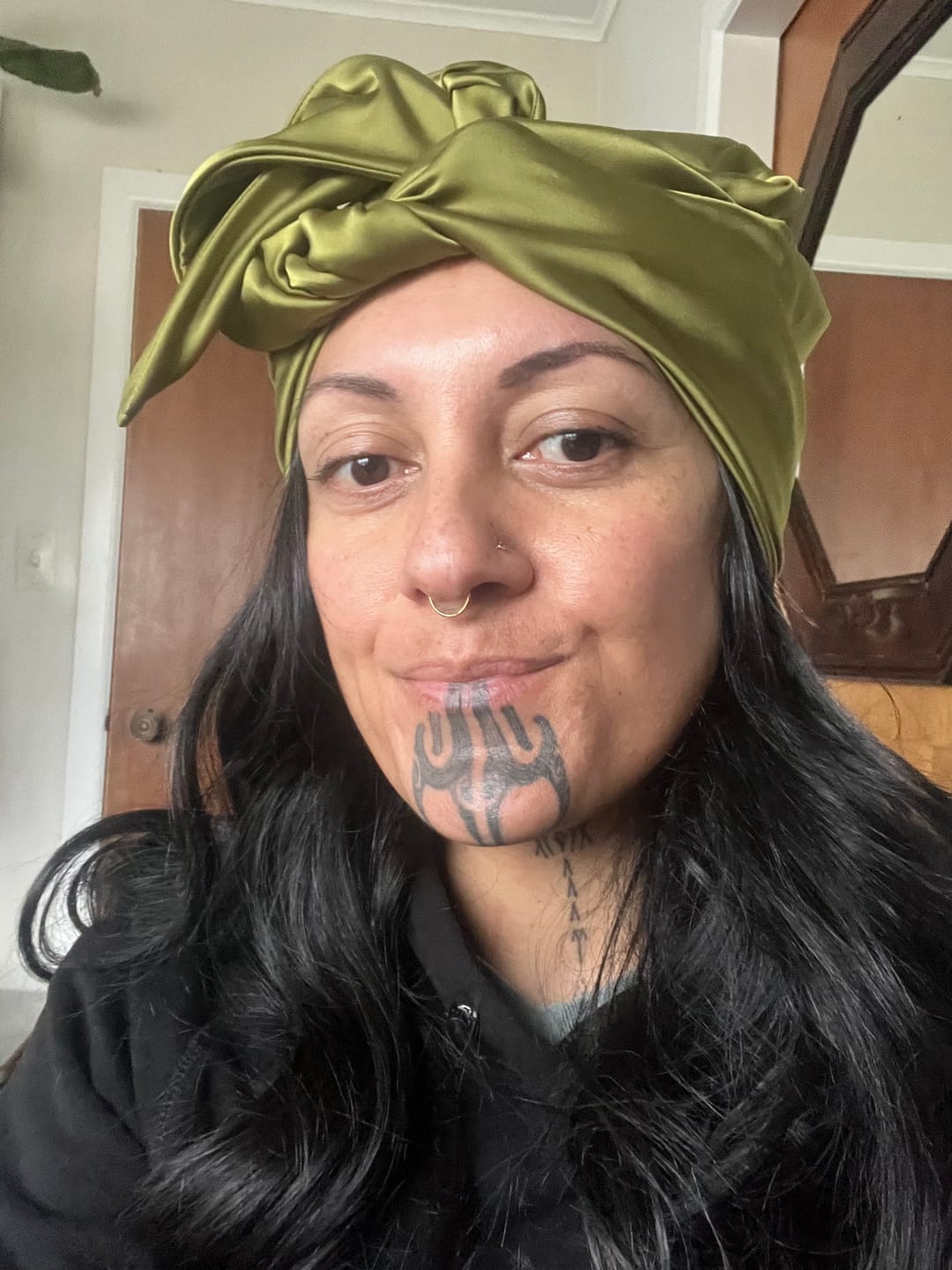 Customer photo review of Forest Green Satin Silk Turban