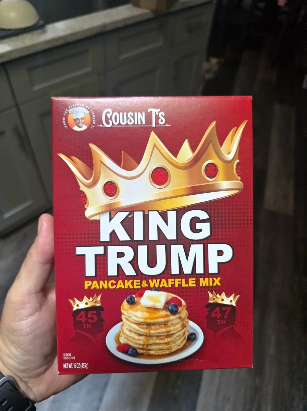 Customer photo review of Cousin T’s - King Trump Pancake & Waffle Mix