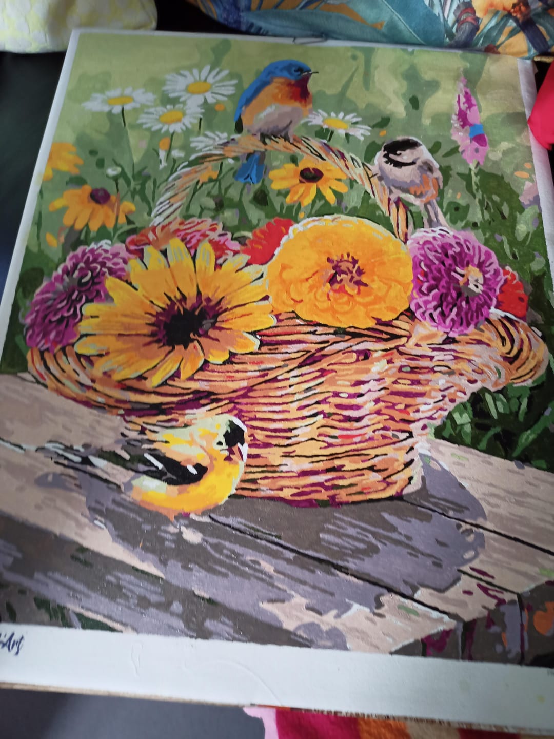 Customer photo review of Fleurs dans un Panier et Oiseaux