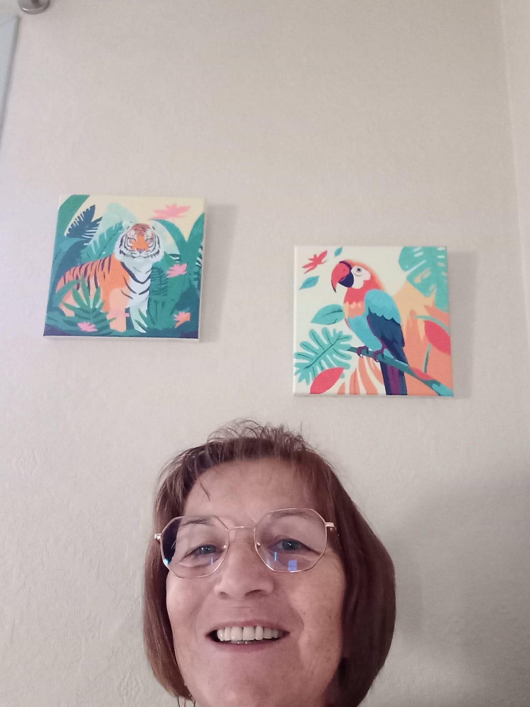 Customer photo review of Mini Peinture par Numéros 20x20cm avec cadre Perroquet Tropical
