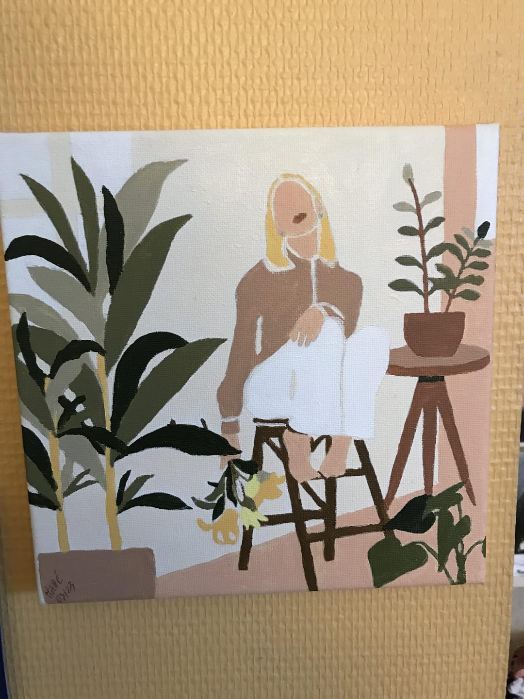 Customer photo review of Mini Peinture par Numéros 20x20cm avec cadre Femme et Bouquet