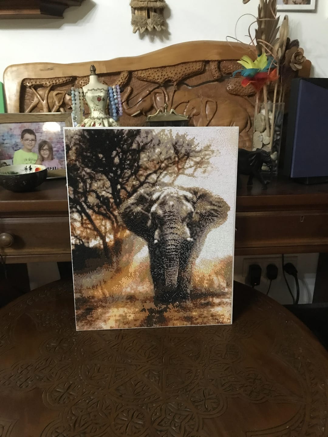 Customer photo review of Broderie Diamant - Eléphant dans la Savane 40x50cm toile tendue sur châssis