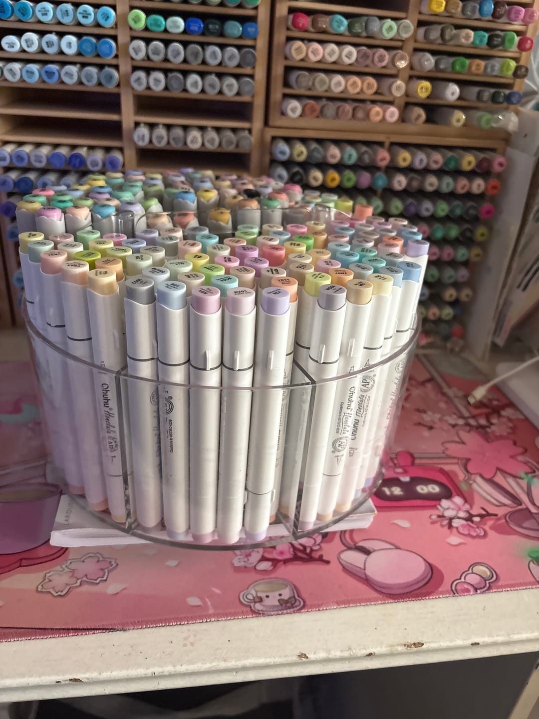 Customer photo review of Ohuhu 360° Rotating Clear Acrylic Marker Organizer