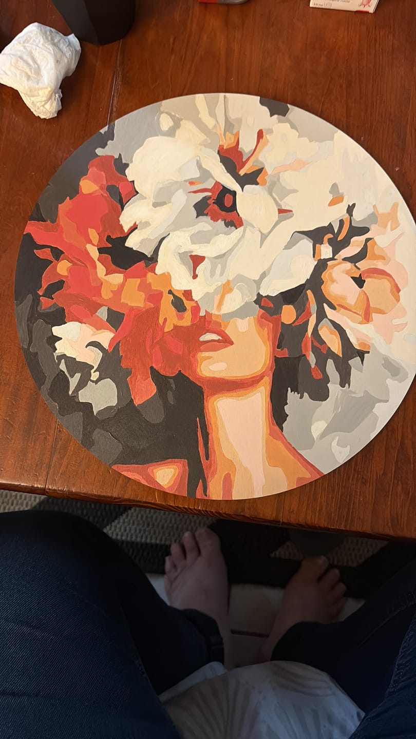 Customer photo review of Peinture par Numéro sur Disque en bois - Beauté derrière les fleurs
