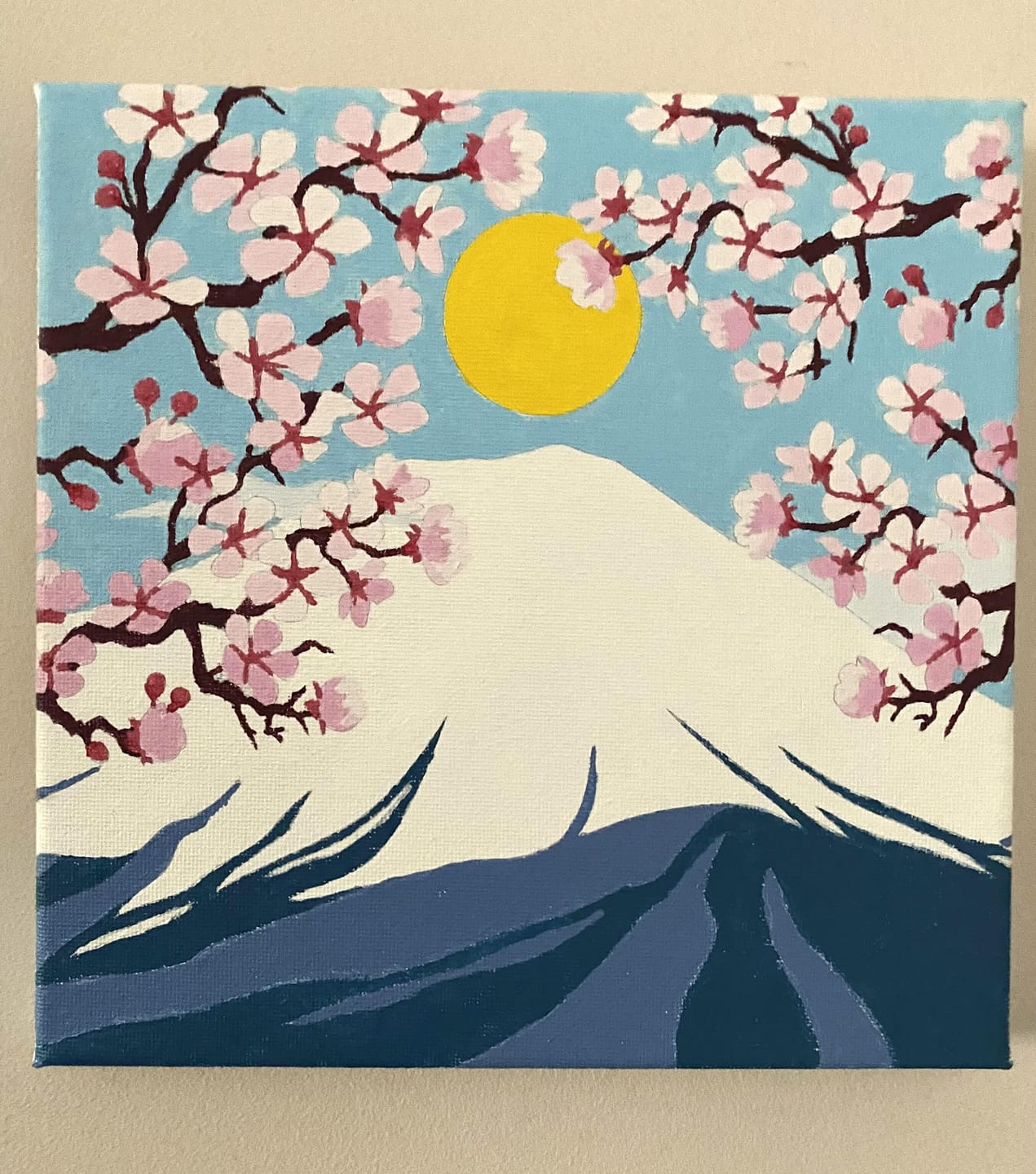 Customer photo review of Mini Peinture par Numéros 20x20cm avec cadre Le Mont Fuji