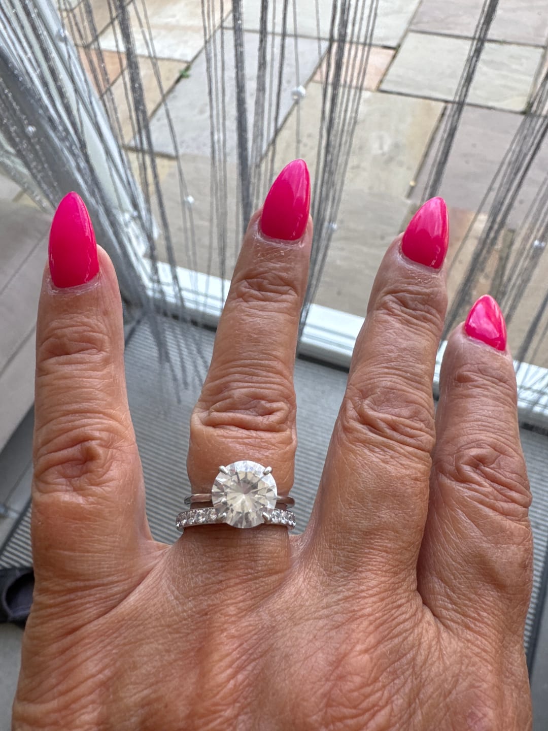 Customer photo review of Round Solitaire Diamond-Inspired Ring 3ct