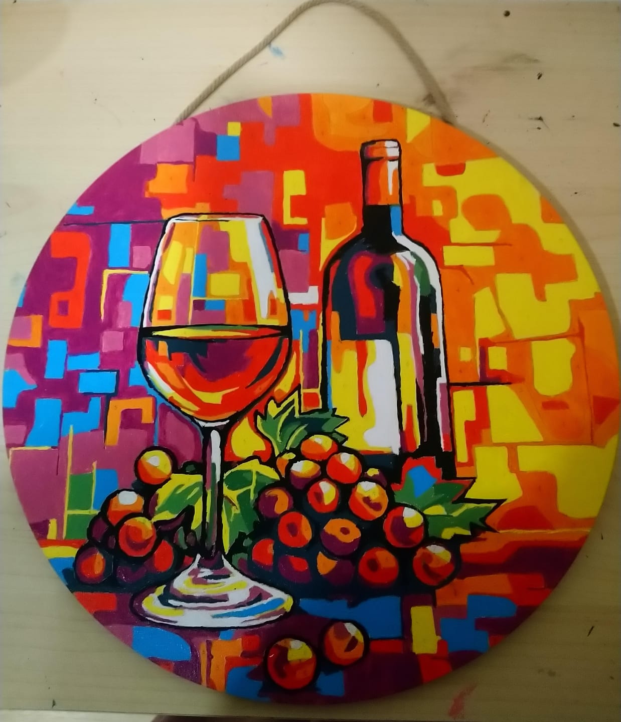 Customer photo review of Peinture par Numéro sur Disque en bois - Vin et raisins