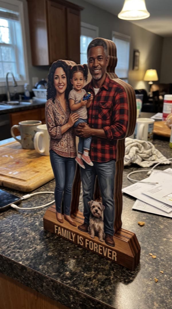 Customer photo review of Custom Photo Family Is Forever - Personalized Customized 3-layered Wooden Plaque - Heartfelt Family Gift For Family Members