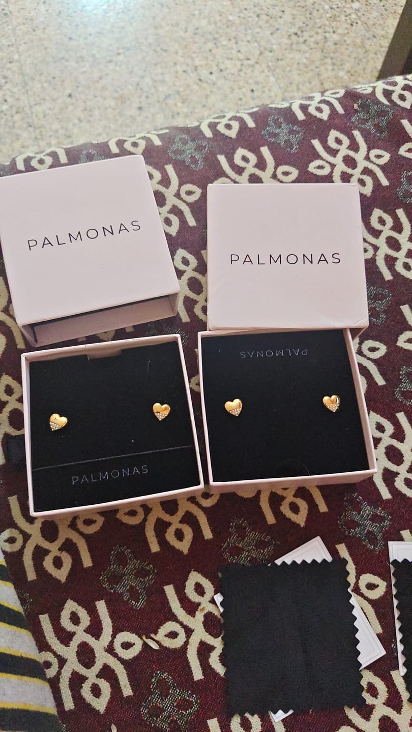 Customer photo review of Stone Studded Heart Earrings