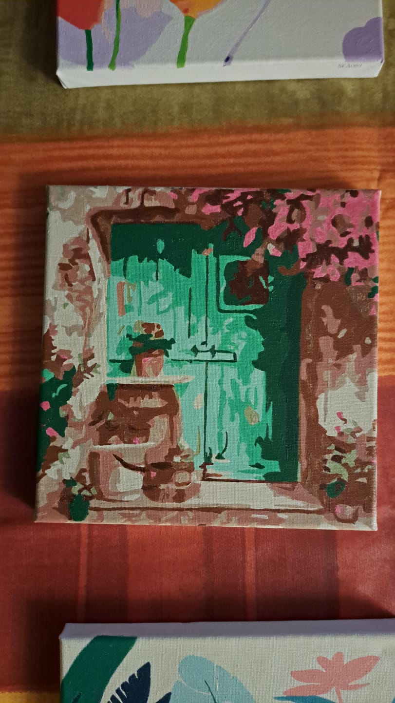 Customer photo review of Mini Peinture par Numéros 20x20cm avec cadre Entrée fleurie