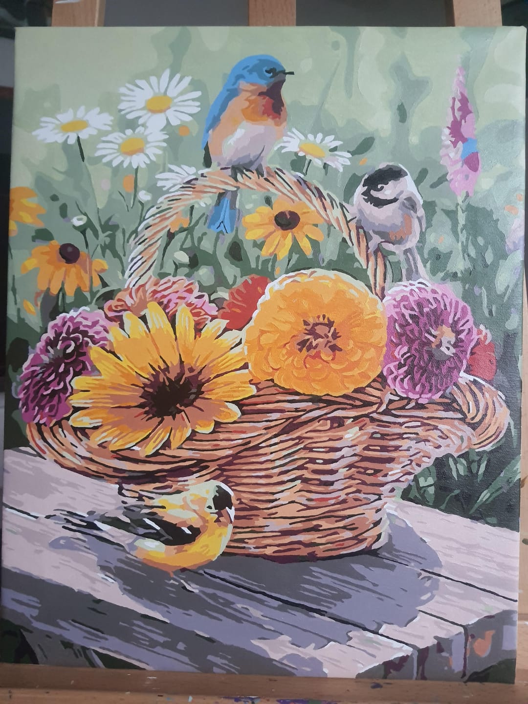 Customer photo review of Fleurs dans un Panier et Oiseaux