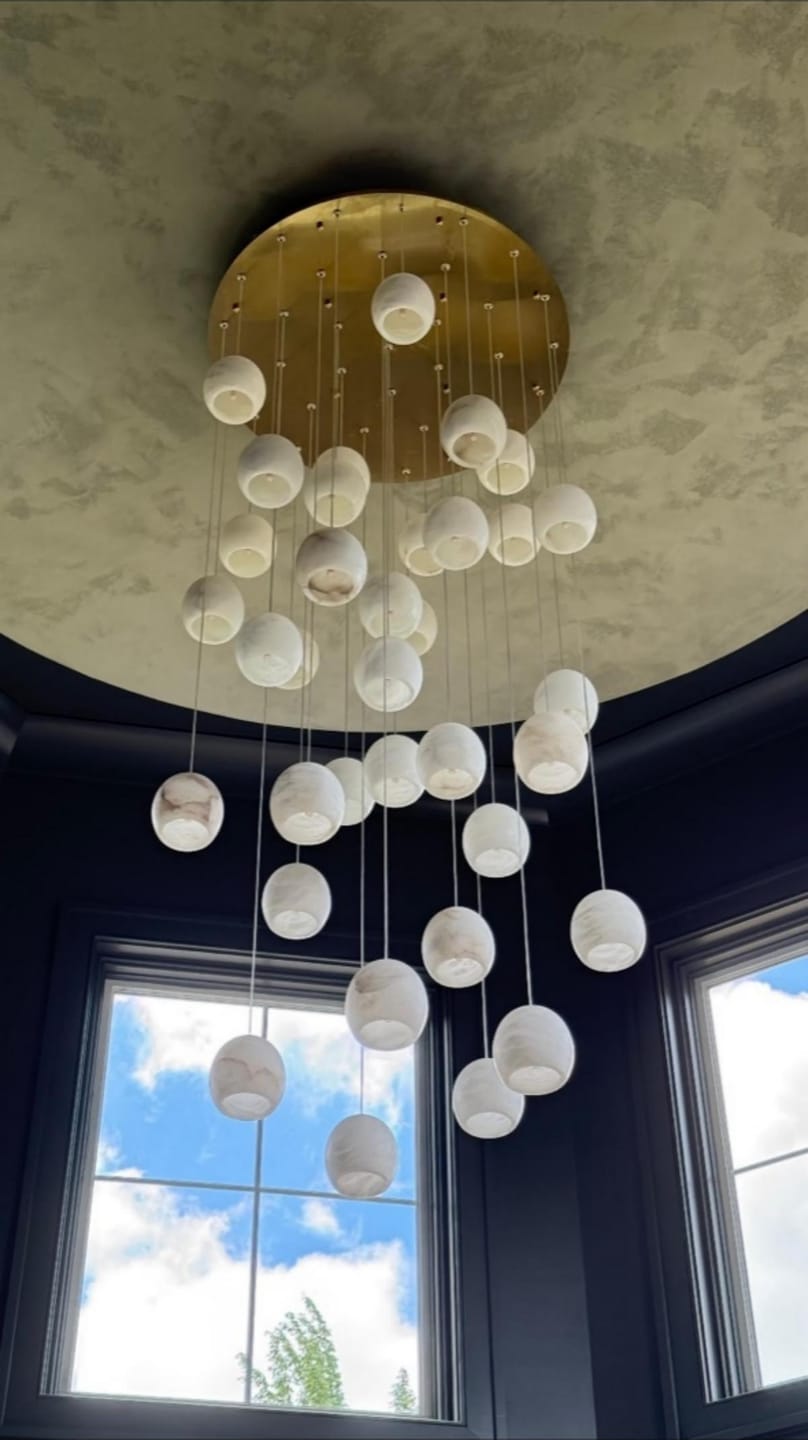 Customer photo review of Arica Alabaster Round Chandelier