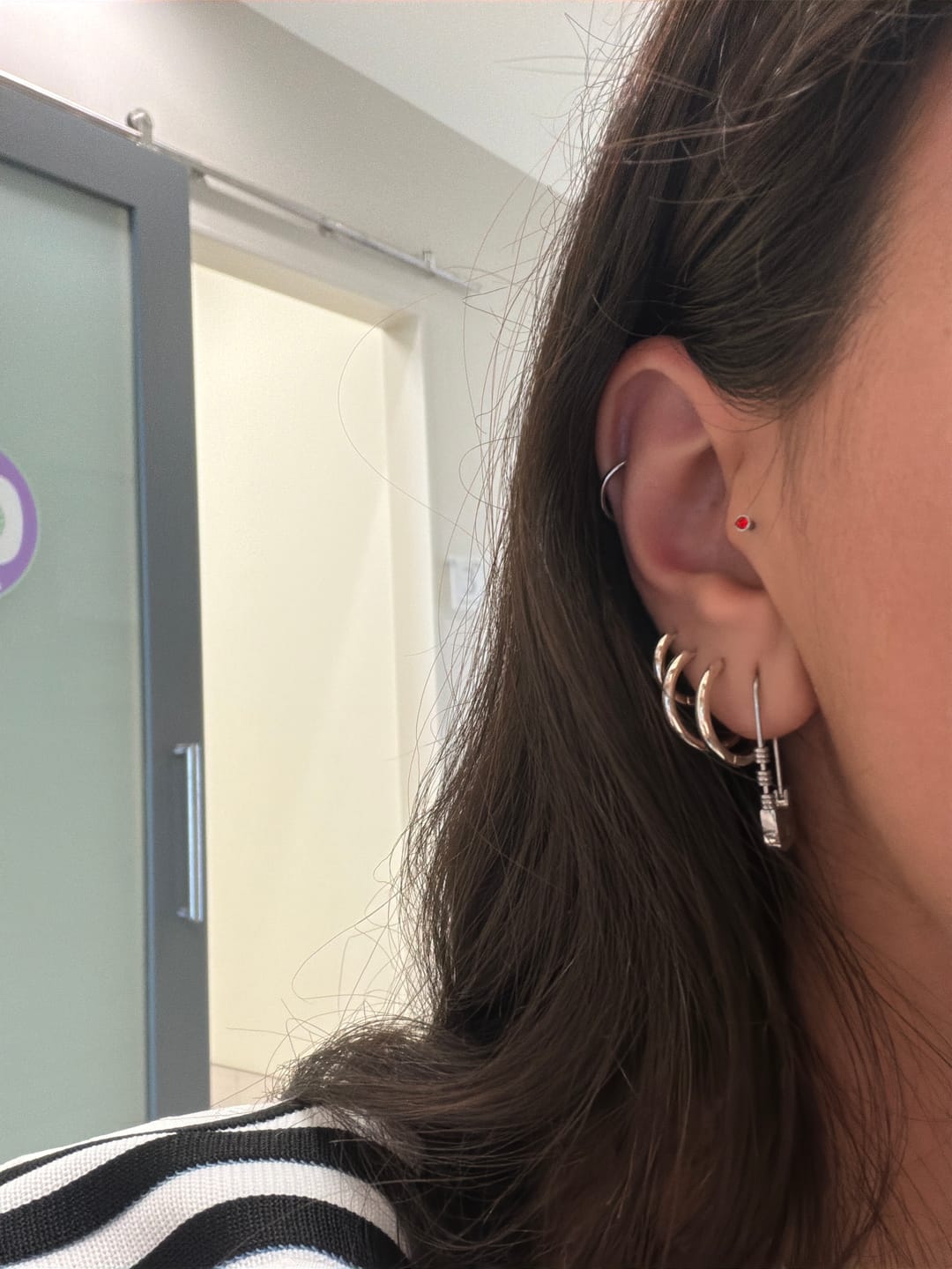 Customer photo review of Lucky Knot Safety Pin Earring