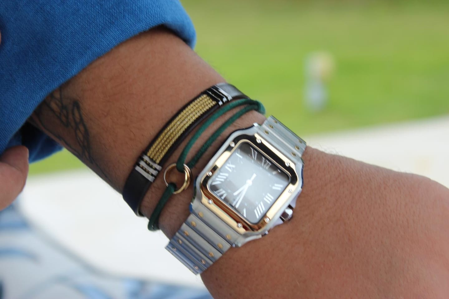Customer photo review of Men Aura Heritage Leather Bracelet