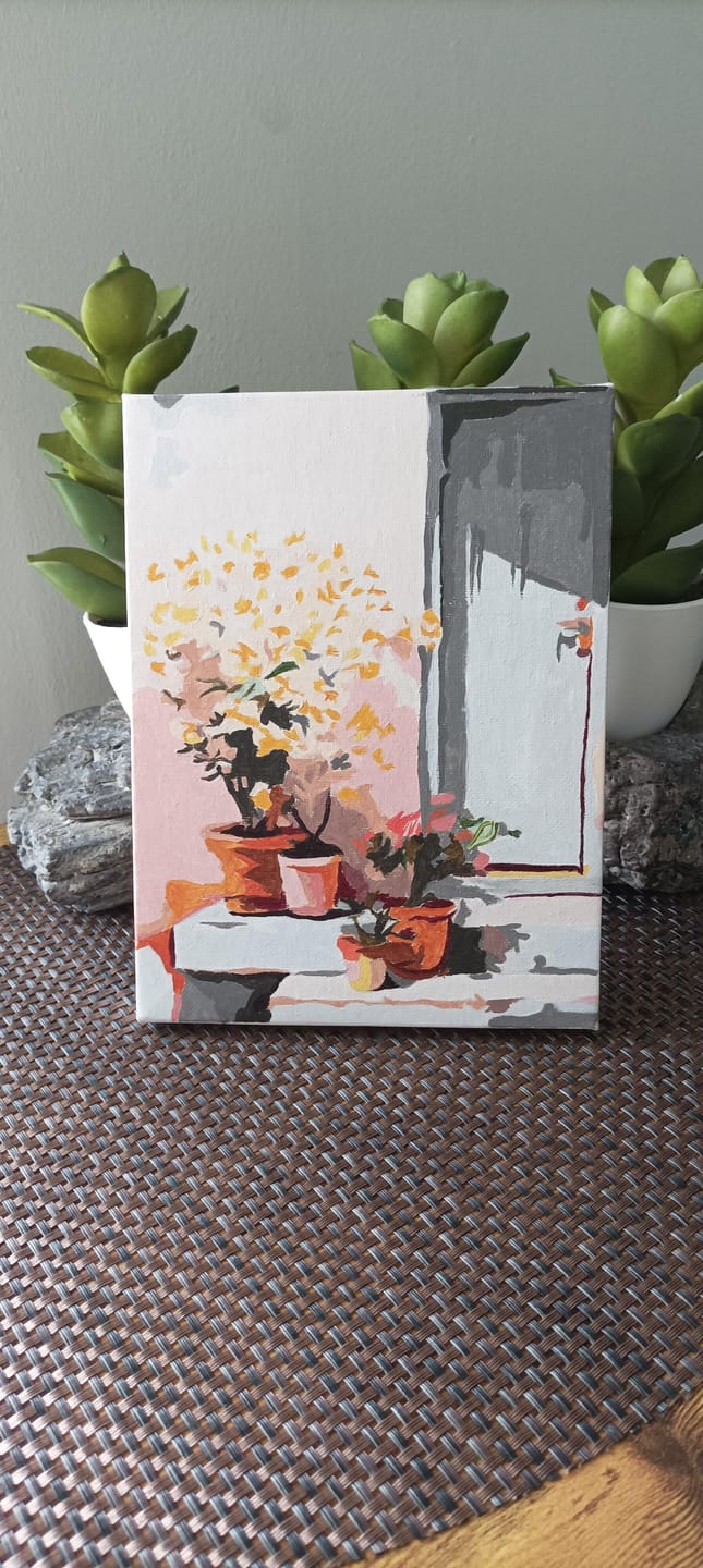 Customer photo review of Mini Peinture par numéros 15x20cm (6 pièces) - Architecture Européenne et Fleurs