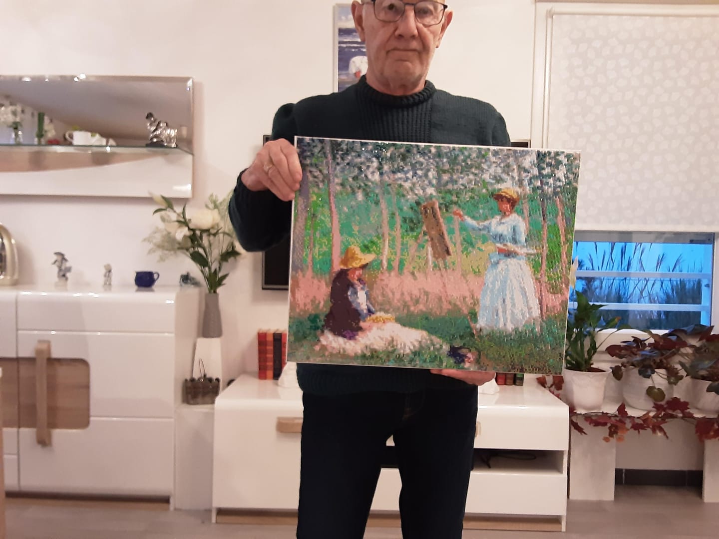 Customer photo review of Broderie Diamant - Dans les bois de Giverny - Monet 40x50cm toile tendue sur châssis