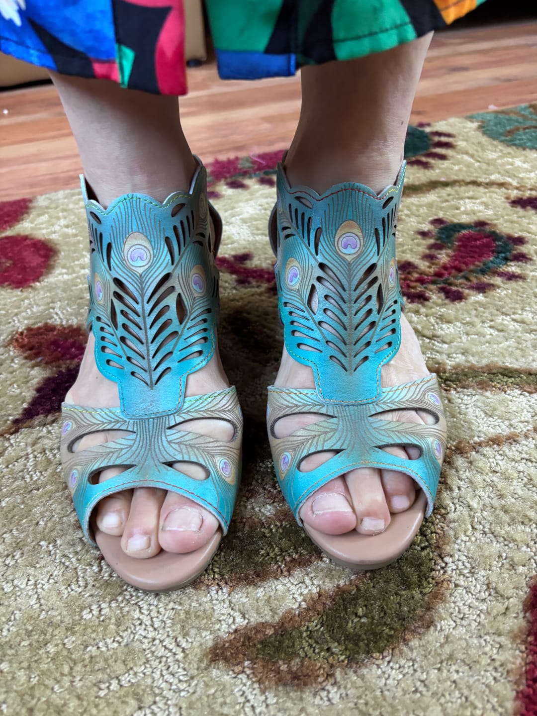 Customer photo review of Peacock-Inspired Leather Cutout Sandals