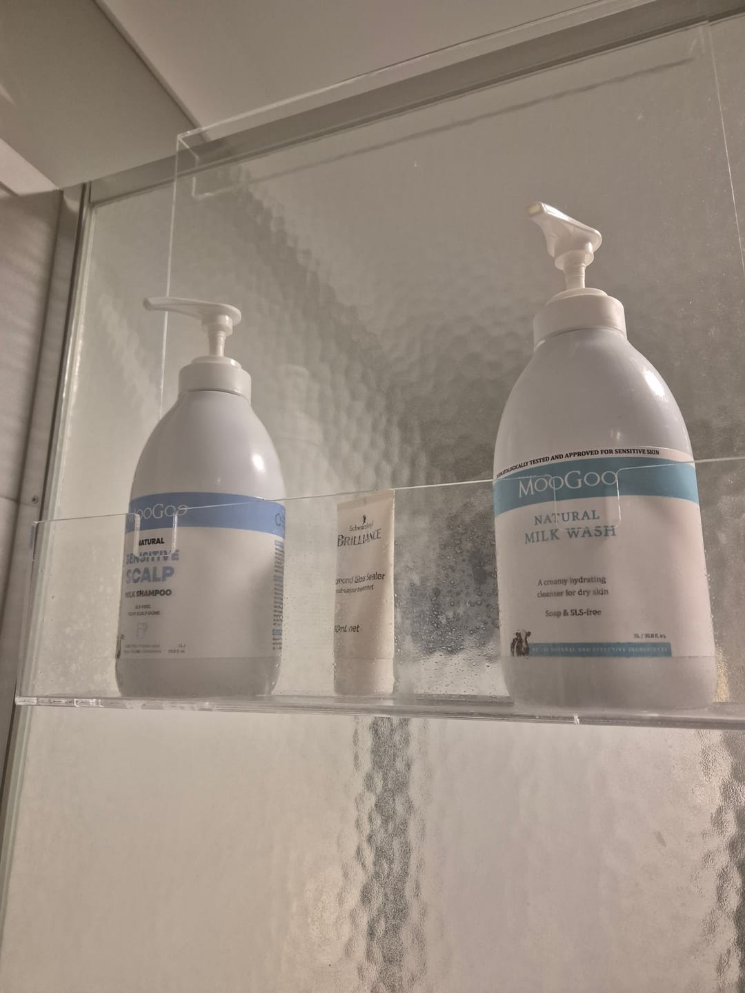 Customer photo review of Clear Acrylic Shower Shelf