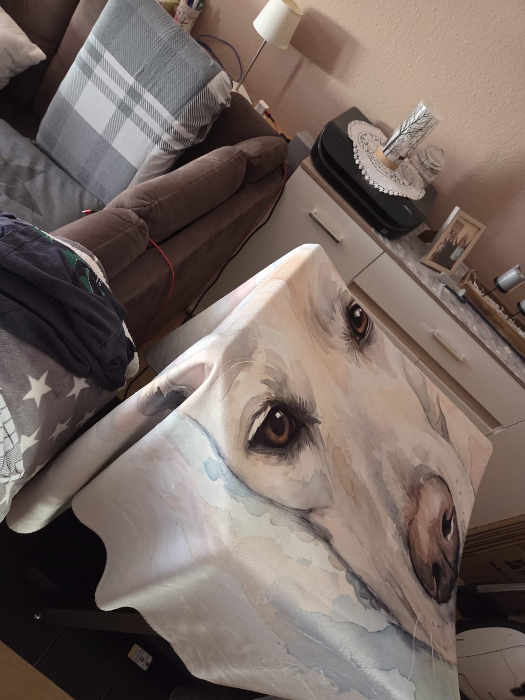 Customer photo review of Personalisierte Decke "Aquarell Haustier"