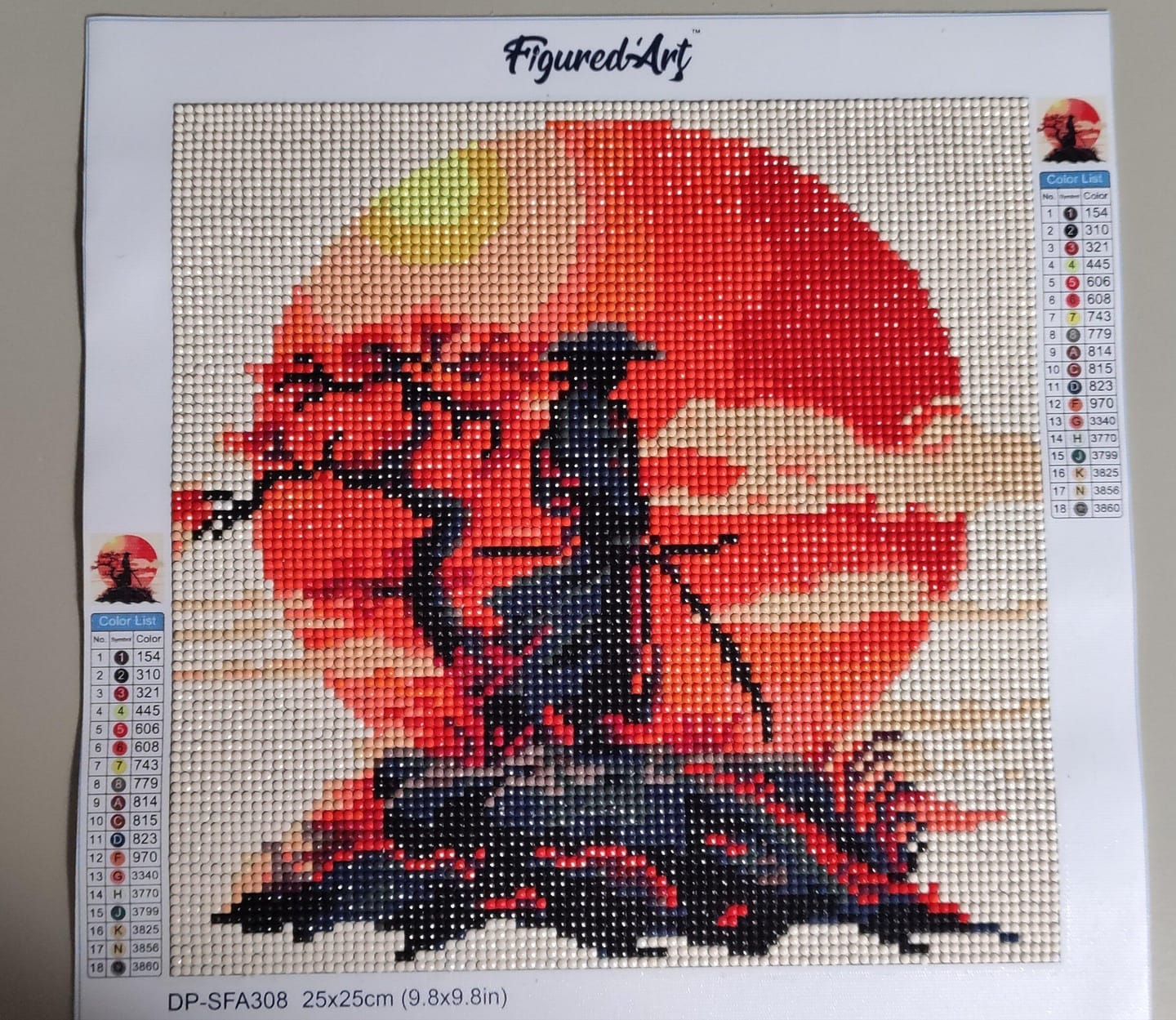 Customer photo review of Mini Diamond Painting 25x25cm - Samourai au coucher du soleil