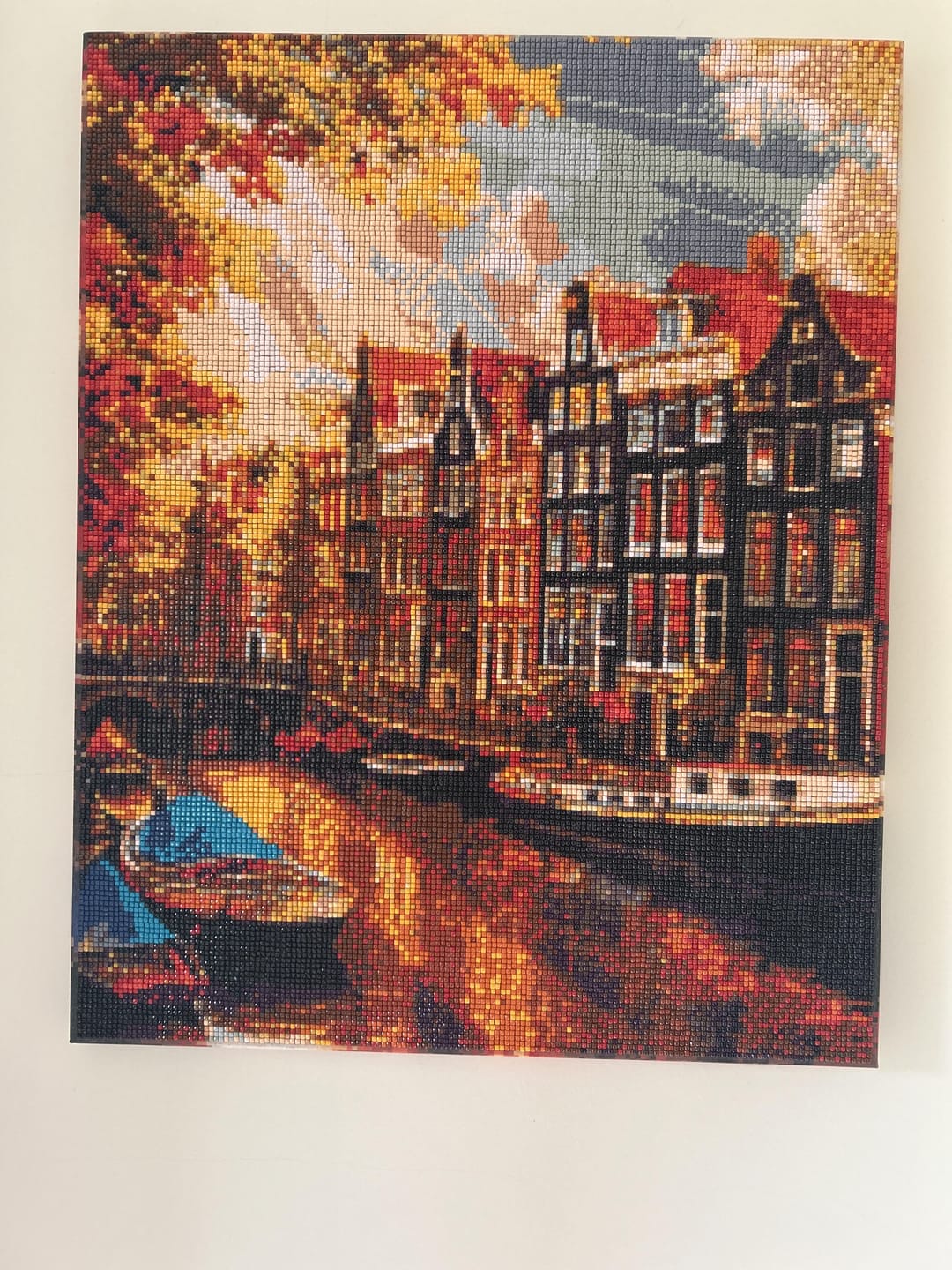 Customer photo review of Broderie Diamant - Soleil à Amsterdam 40x50cm toile tendue sur châssis
