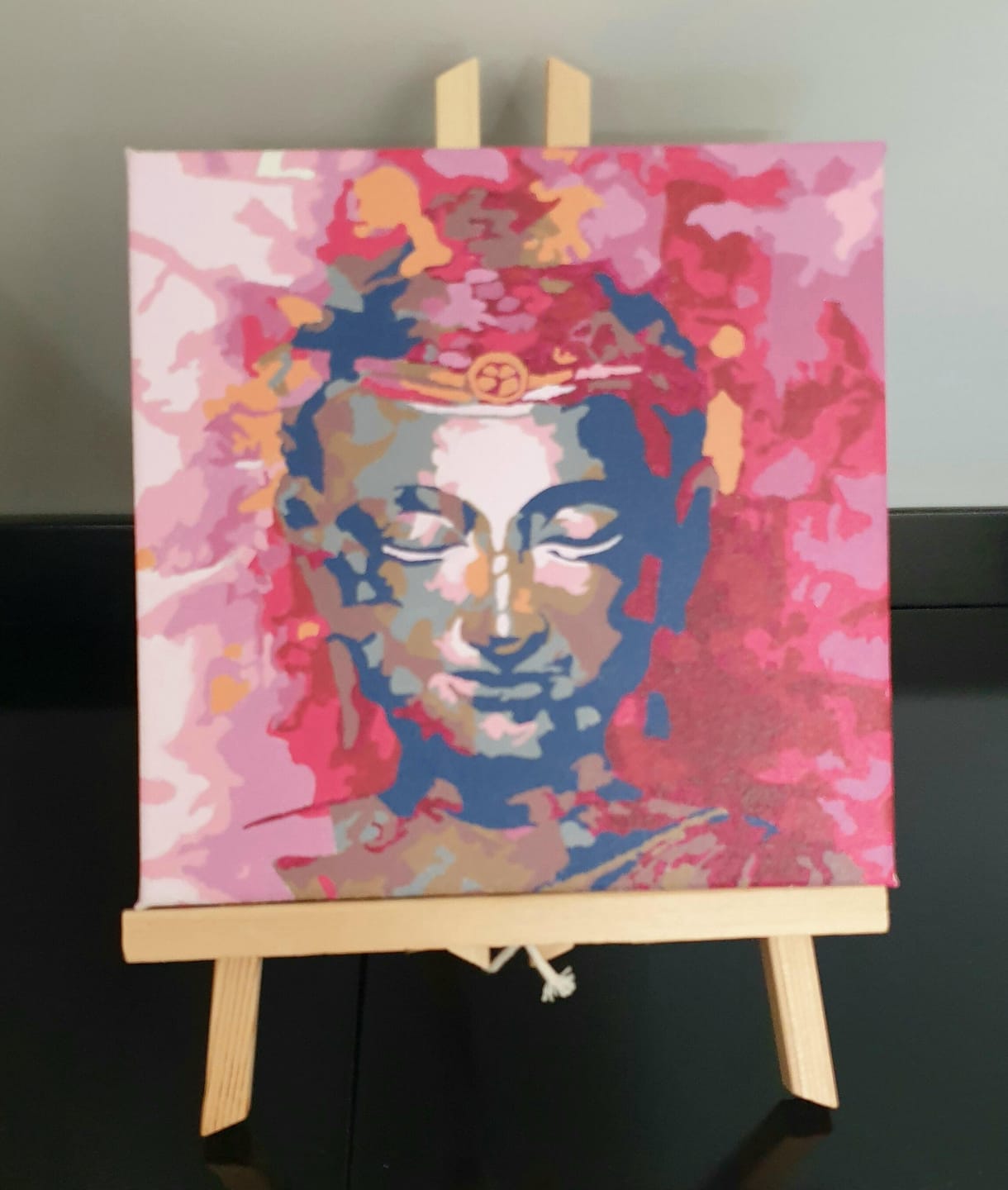 Customer photo review of Mini Peinture par Numéros 20x20cm avec cadre Bouddha précieux