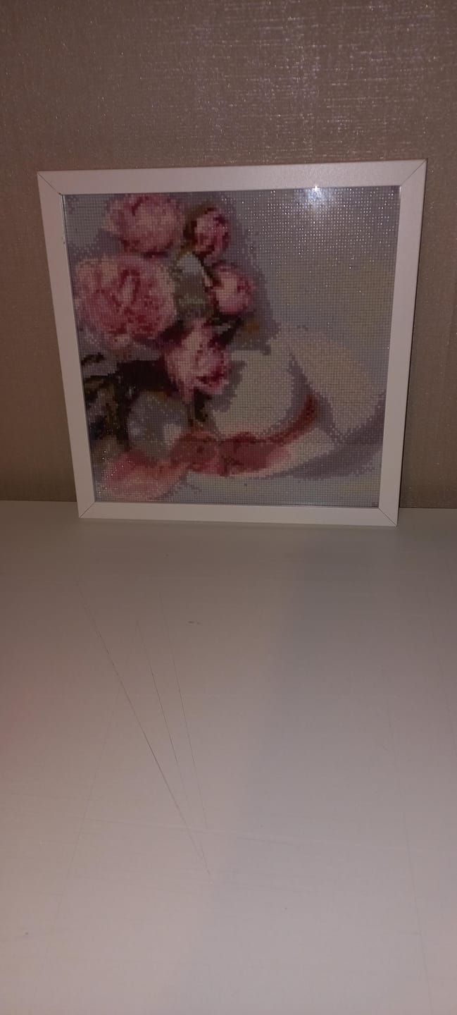 Customer photo review of Broderie Diamant - Chapeau Blanc et Fleurs