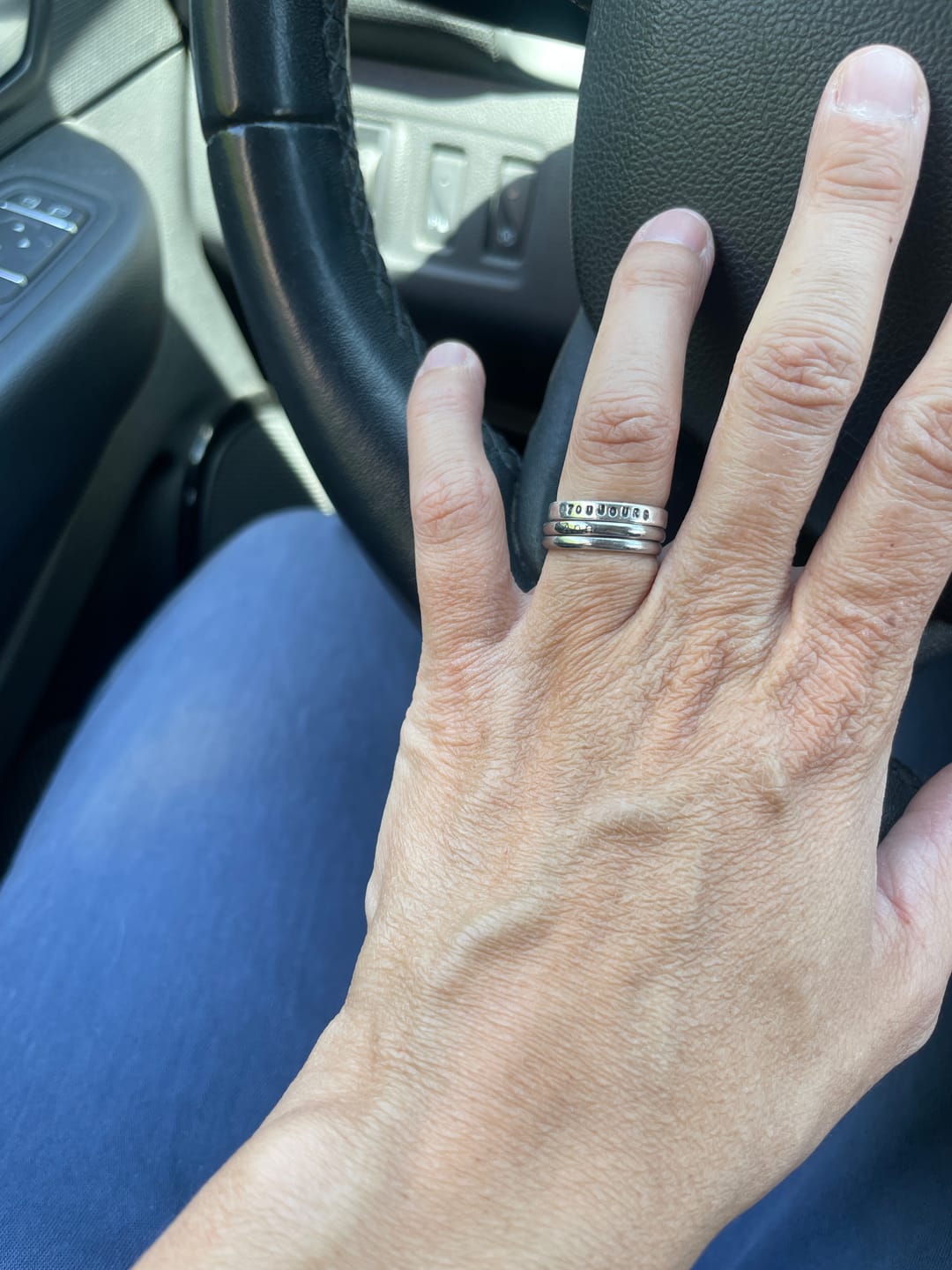 Customer photo review of Petite Custom Name Ring