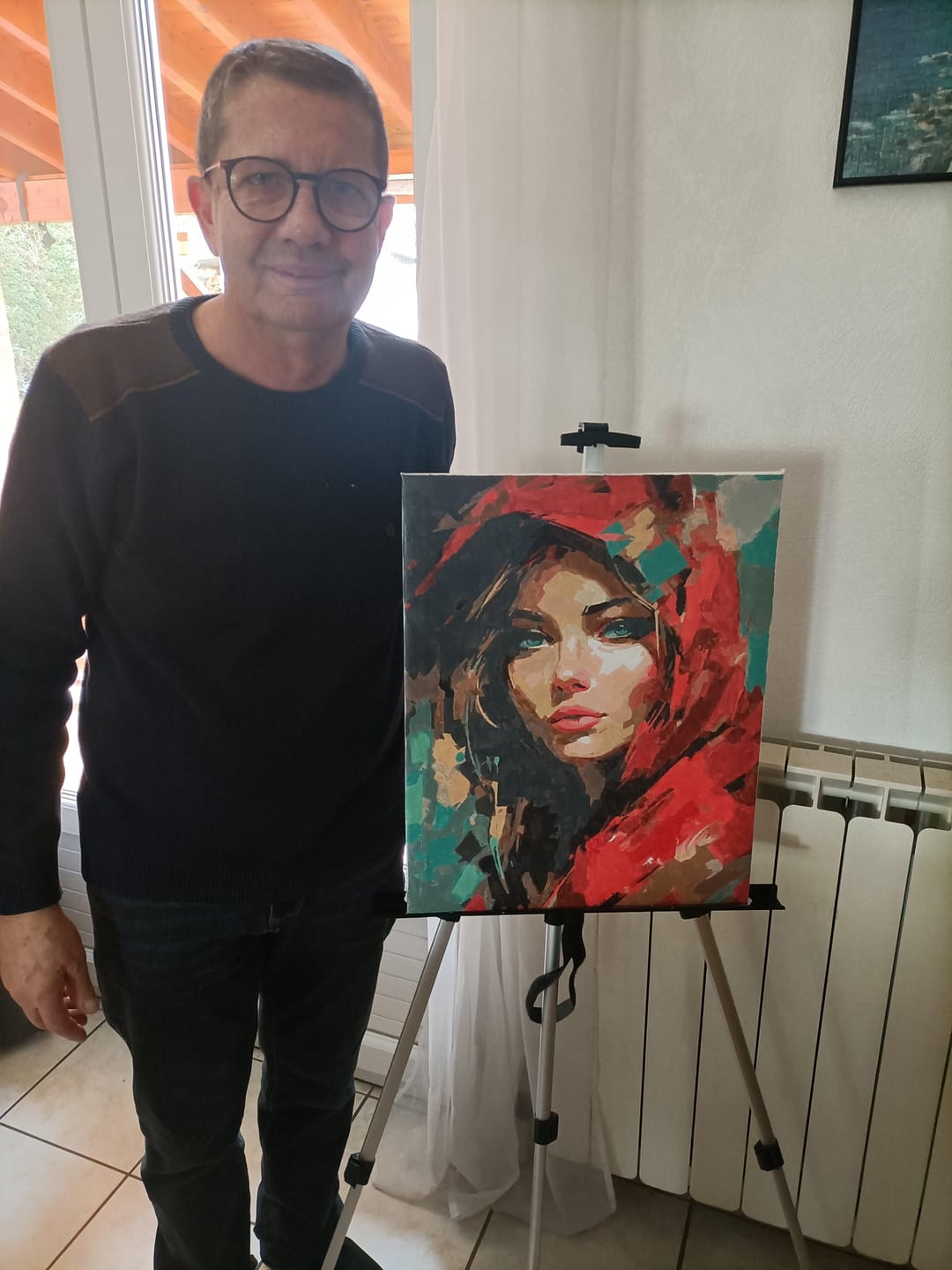 Customer photo review of Femme au foulard rouge