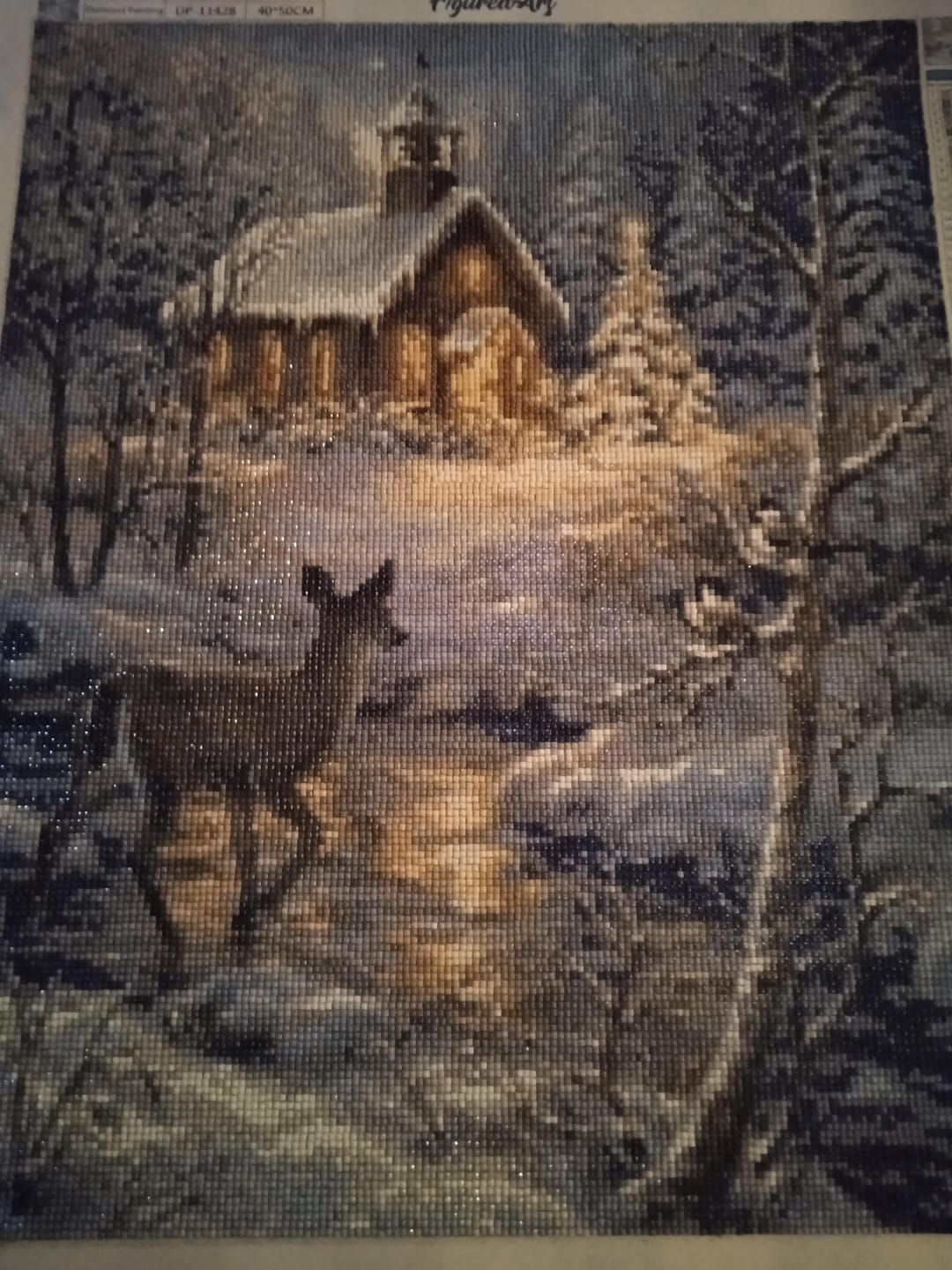 Customer photo review of Broderie Diamant - Biche traversant la rivière en Hiver