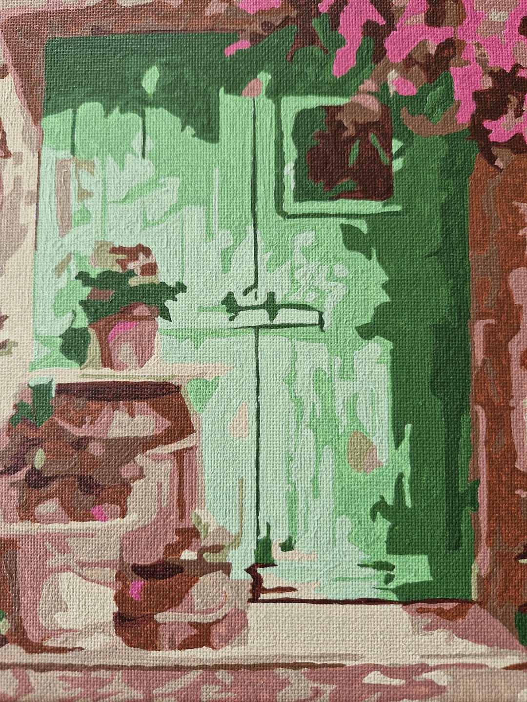 Customer photo review of Mini Peinture par Numéros 20x20cm avec cadre Entrée fleurie