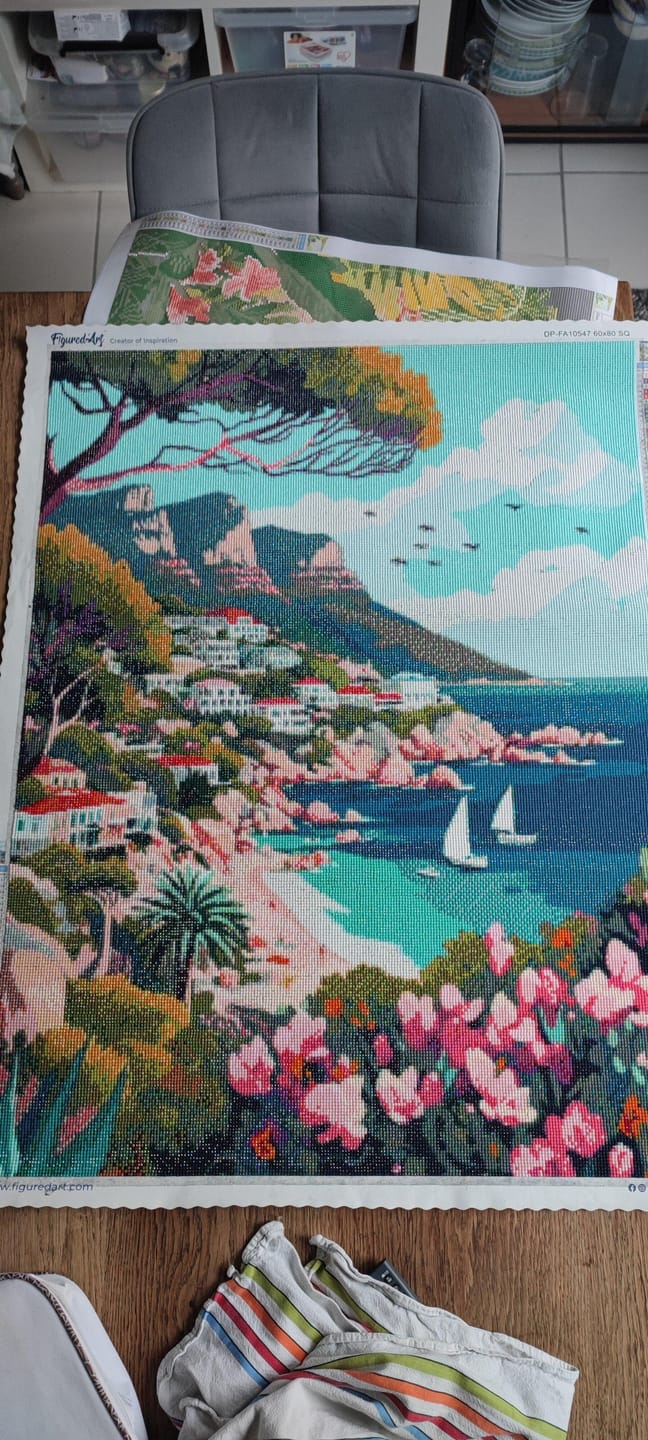 Customer photo review of Broderie Diamant - Ville côtière au printemps