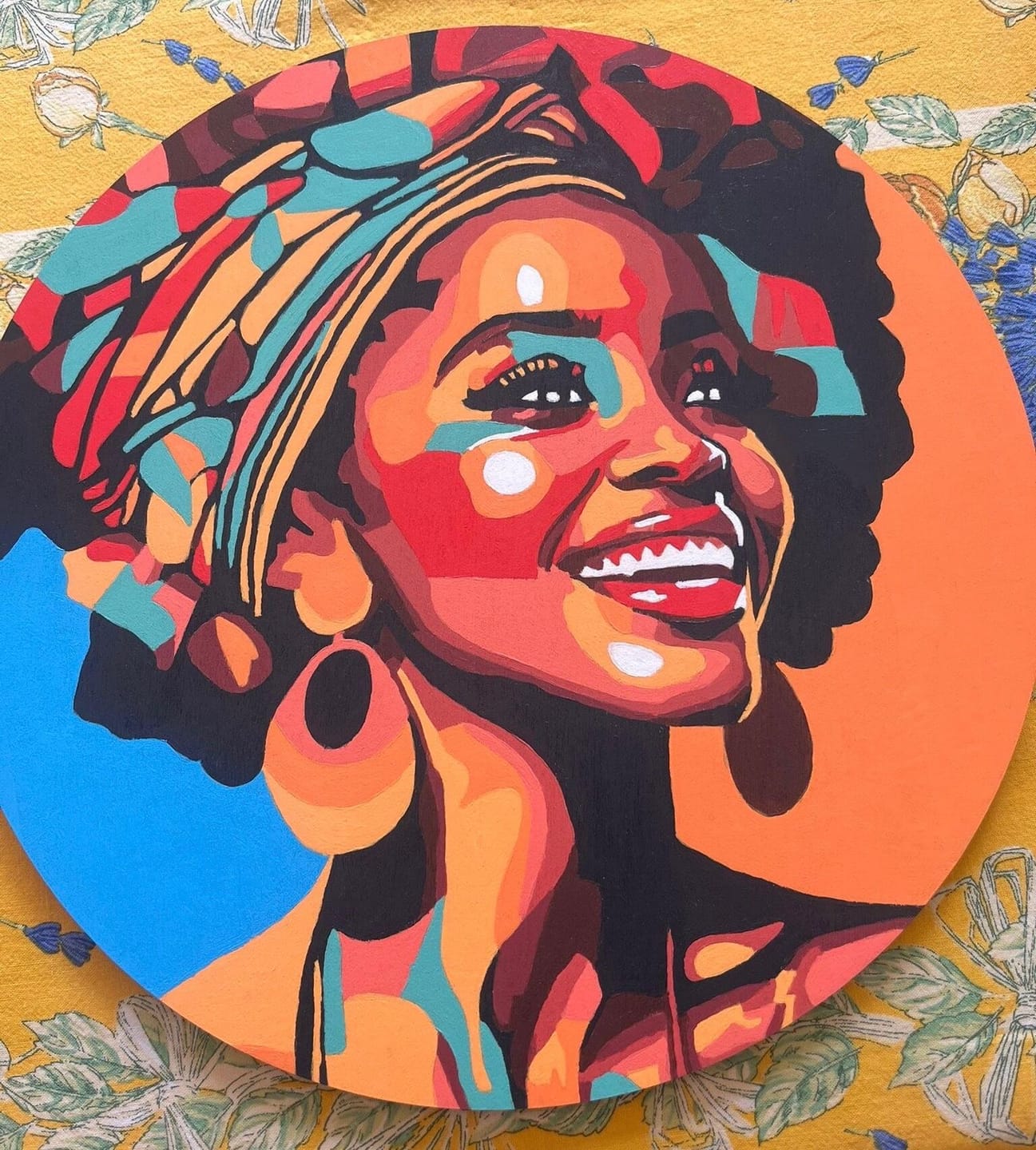 Customer photo review of Peinture par Numéro sur Disque en bois - Reine Africaine Pop Art