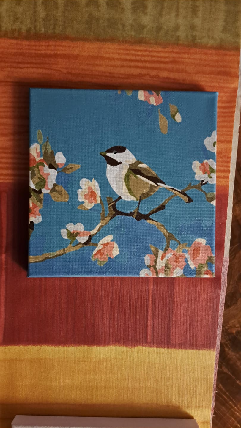 Customer photo review of Mini Peinture par Numéros 20x20cm avec cadre Oiseau et Papillon