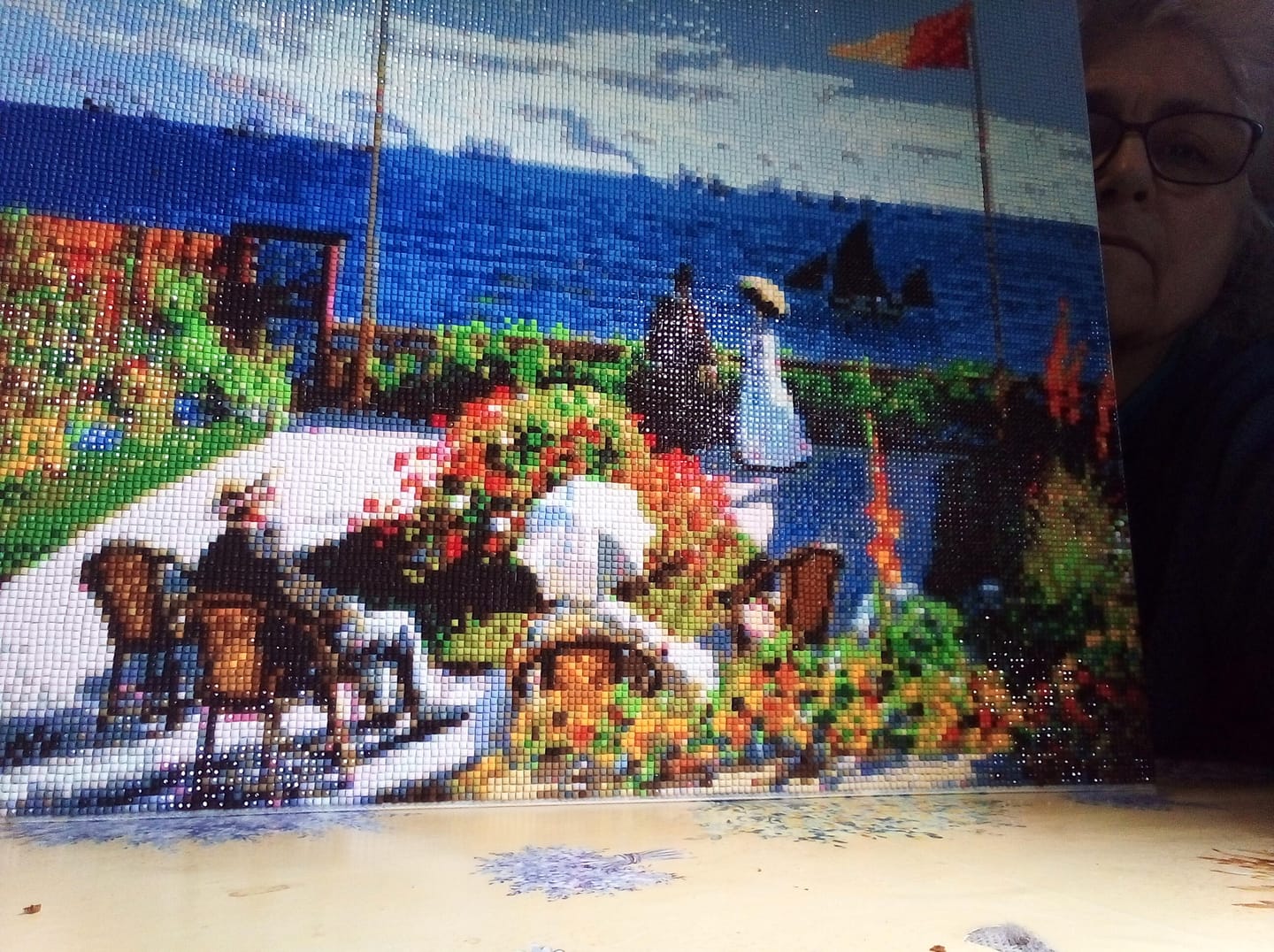 Customer photo review of Broderie Diamant - La terrasse à Sainte-Adresse - Monet 40x50cm toile tendue sur châssis