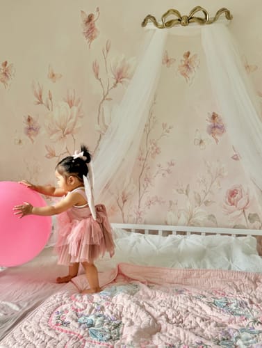 Fairytale Chinoiserie Florals in Pink Wallpaper Mural in a customer's home - verified photo review