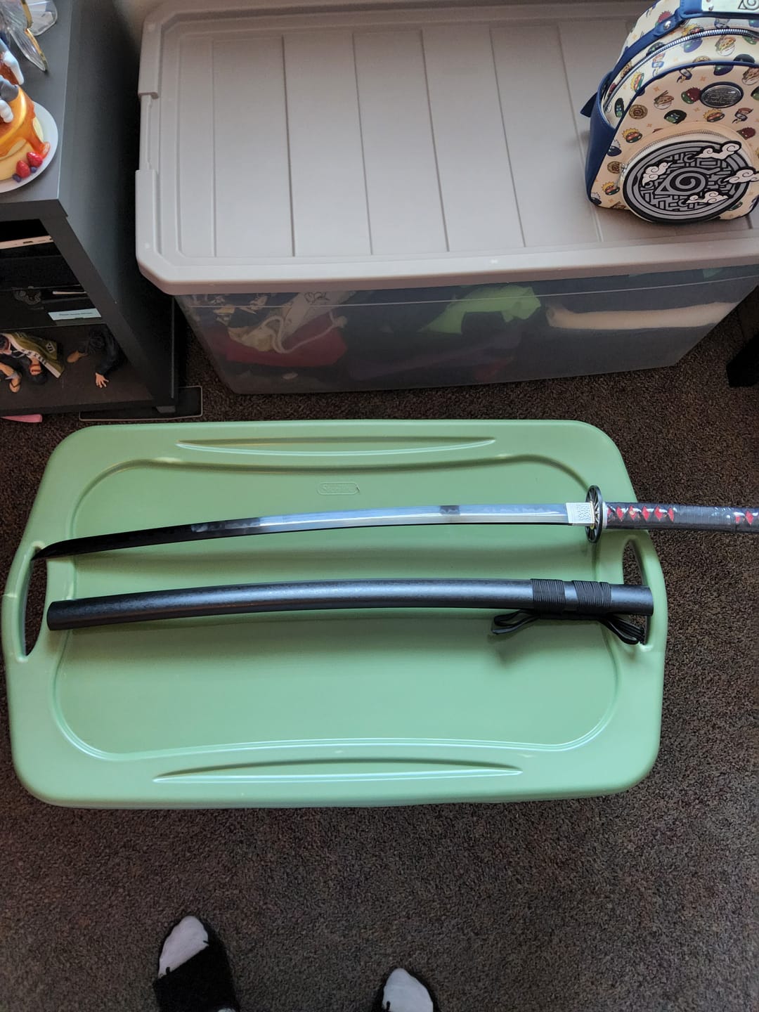 Customer photo review of The Tanjiro Handmade Katana T10 Steel Clay Tempered From Demon Slayer