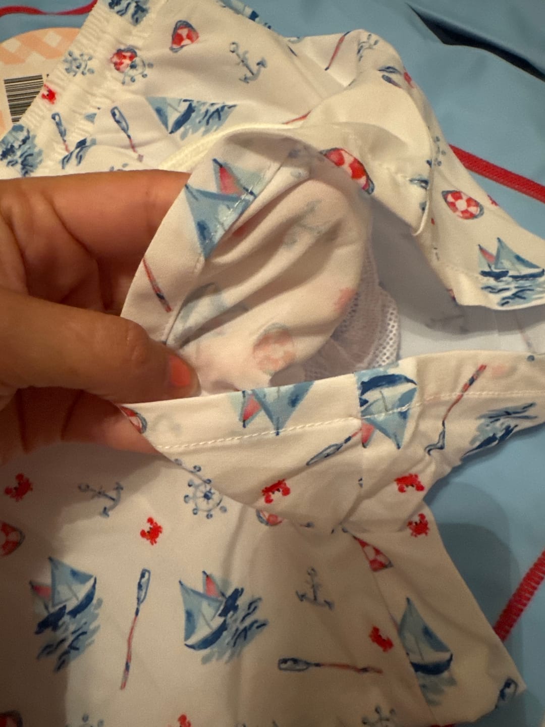 Customer photo review of Nautical Swim Trunks