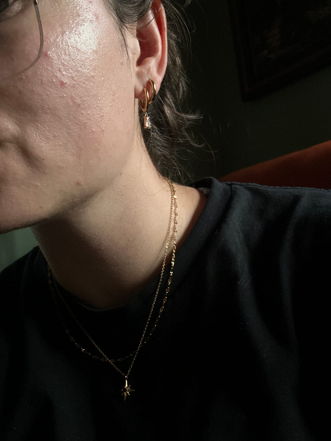 Customer photo review of Avery White Crystal Drop Earrings