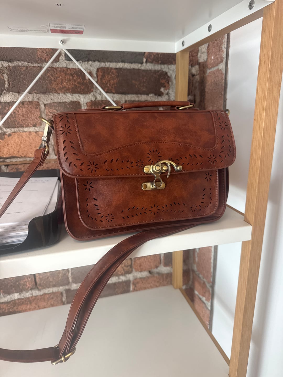 Customer photo review of Women's Perforated Messenger Bag