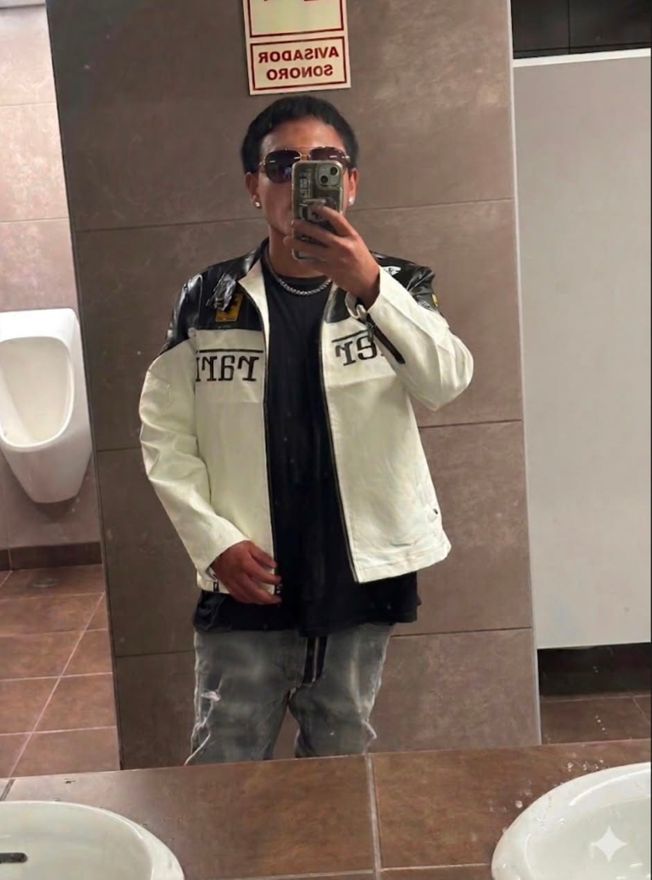 Customer photo review of Ferrari White and Black Vegan Leather Jacket