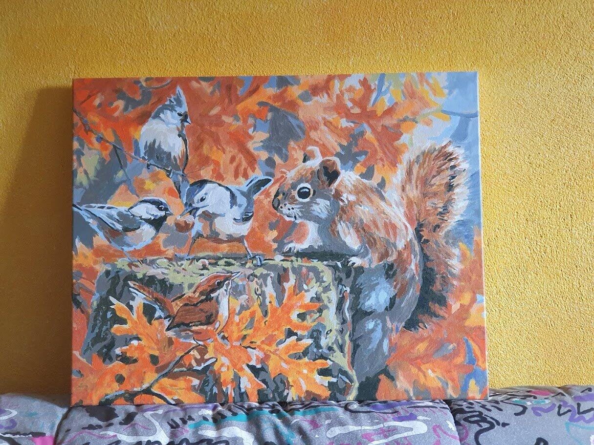 Customer photo review of Mini Peinture par Numéros 20x20cm avec cadre Lac et Mont Fuji