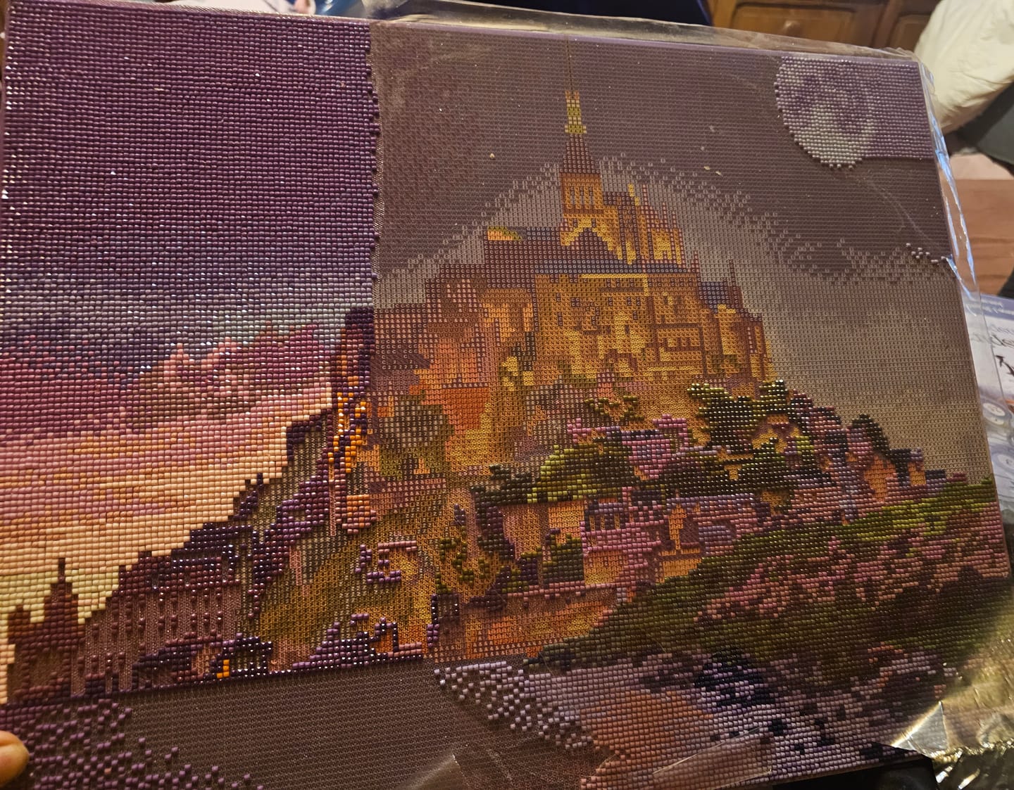Customer photo review of Broderie Diamant - Le Mont Saint Michel 40x50cm toile tendue sur châssis