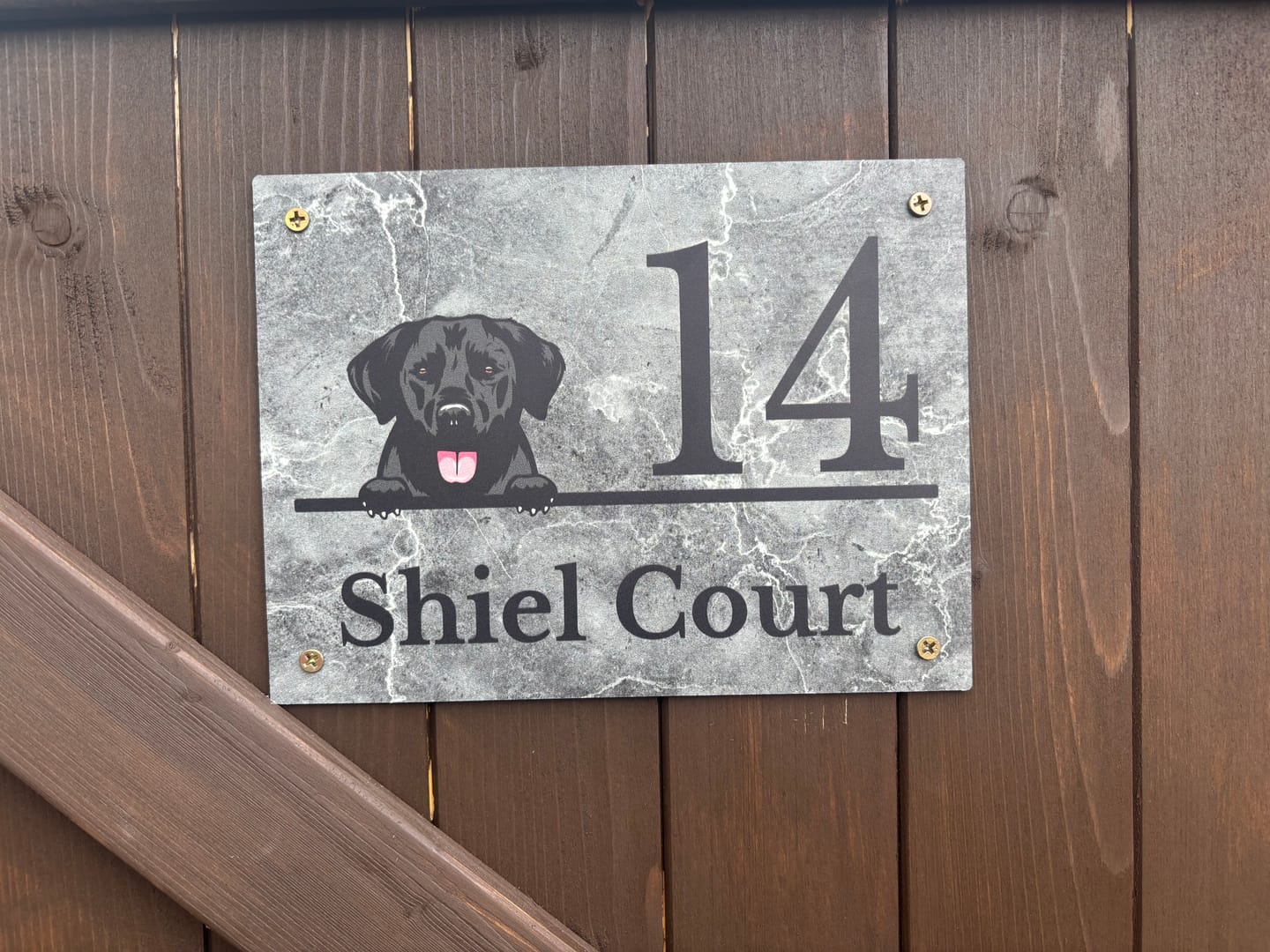 Customer photo review of House number marble look - Personalised Door Sign