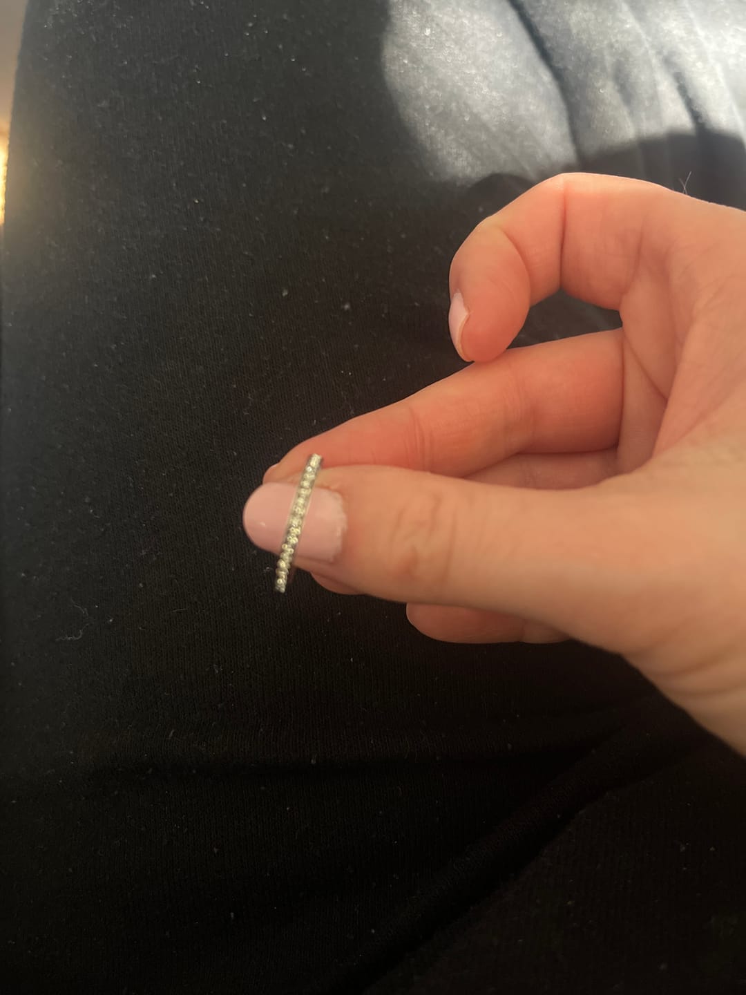 Customer photo review of Floating Sapphire Stacking Band Ring