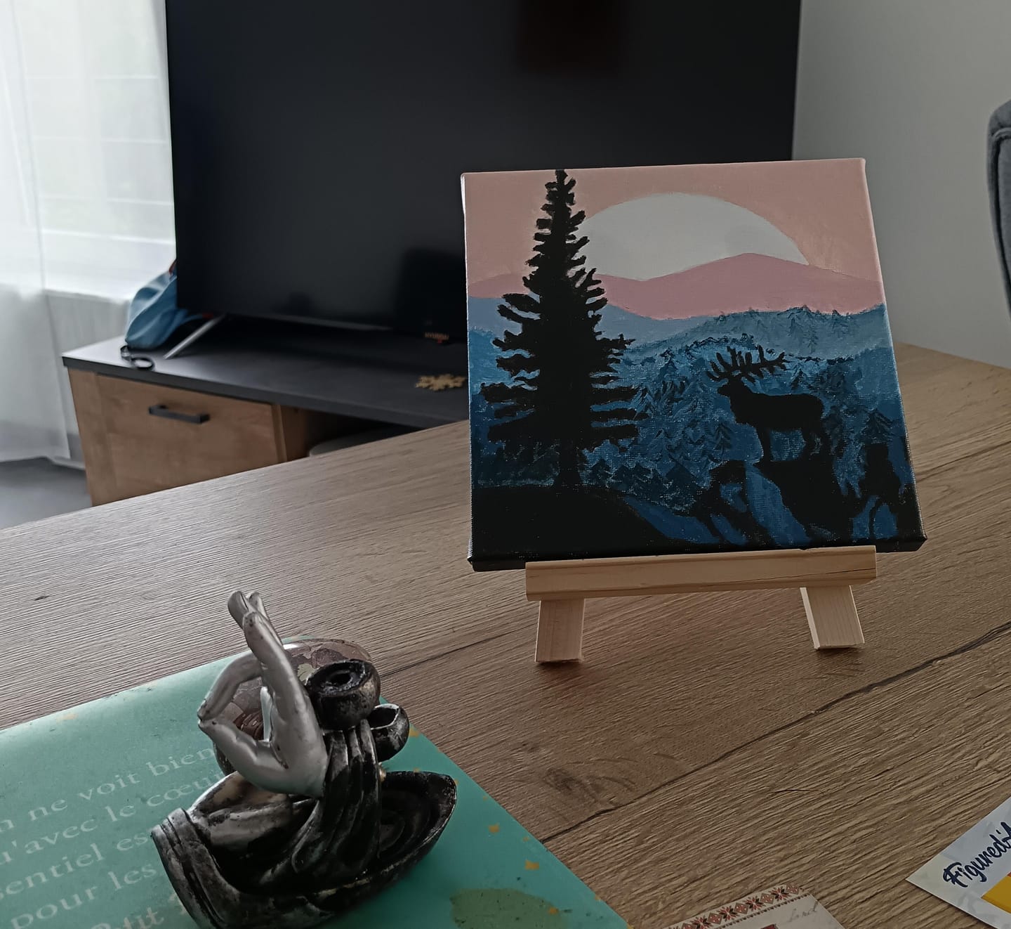 Customer photo review of Mini Peinture par Numéros 20x20cm avec cadre Cerf majestueux et Paysage