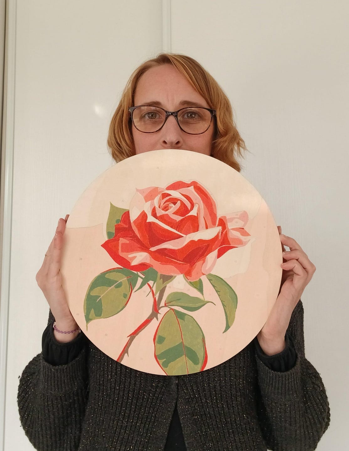 Customer photo review of Peinture par Numéro sur Disque en bois - Rose rouge