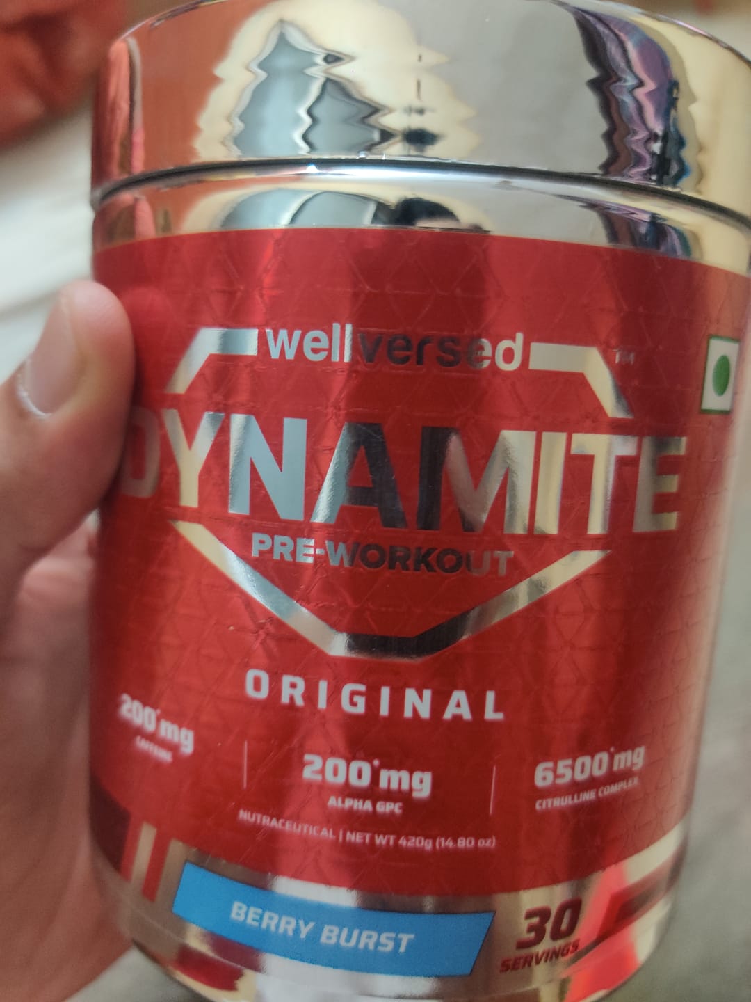 Customer photo review of Dynamite Pre-Workout (420g, 30 Servings) | Berry Burst